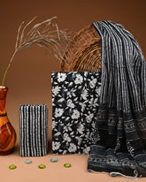 Premium  Hand Block Cotton Suit With Chiffon Dupatta